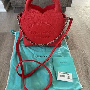 Tiffany & Co. Vibrant Coral Red Crossbody Bag Heart Return To Handbag
